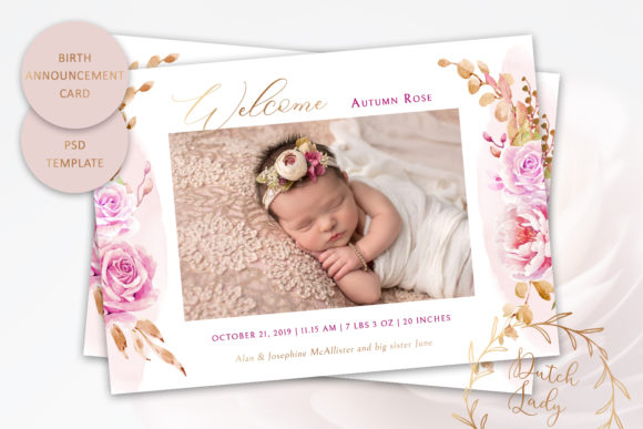 Birth Announcement Card Template 9