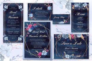 Navy Watercolor Wedding Invitations